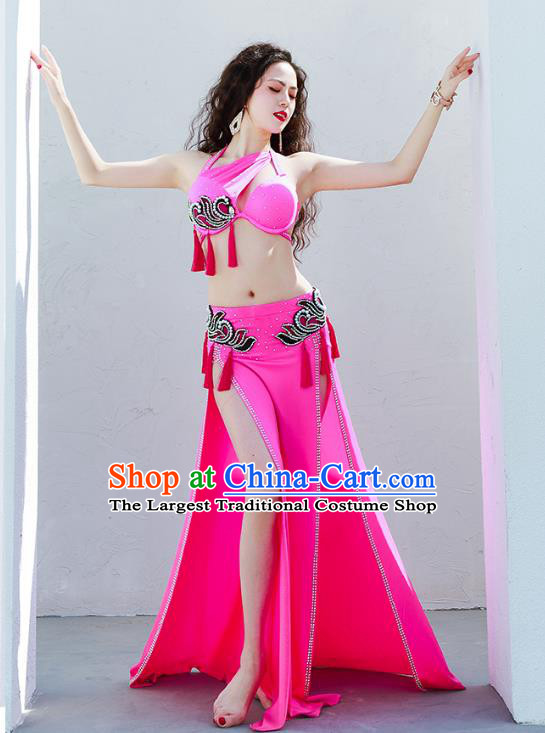 Traditional Asian Belly Dance Stage Performance Rosy Uniforms Indian Raks Sharki Oriental Dance Costumes