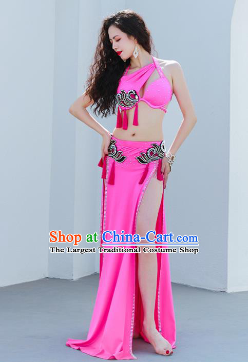 Traditional Asian Belly Dance Stage Performance Rosy Uniforms Indian Raks Sharki Oriental Dance Costumes