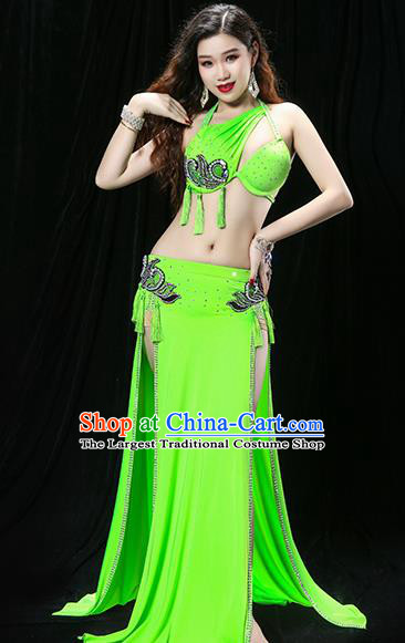 Traditional Asian Raks Sharki Oriental Dance Costumes Indian Belly Dance Stage Performance Green Uniforms