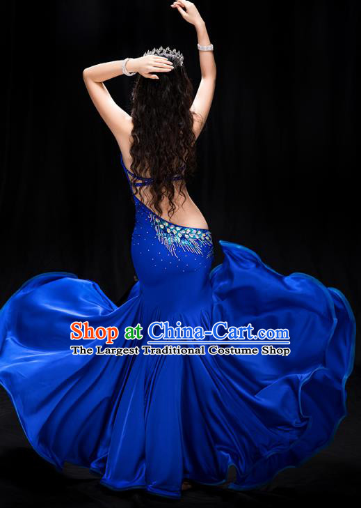 Indian Belly Dance Royalblue Fishtail Dress Traditional Asian Oriental Dance Performance Clothing