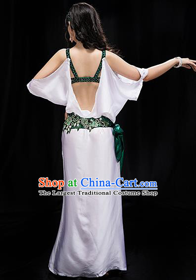 Traditional Asian Raks Sharki Oriental Dance Competition Clothing Indian Belly Dance Bra and White Robe Outfits