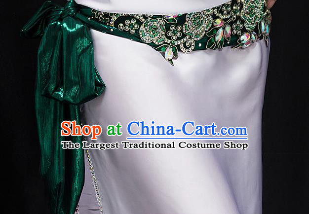 Traditional Asian Raks Sharki Oriental Dance Competition Clothing Indian Belly Dance Bra and White Robe Outfits