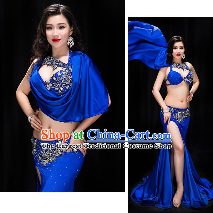 Traditional Asian Oriental Dance Raks Sharki Competition Clothing Indian Belly Dance Royalblue Bra and Skirt Outfits