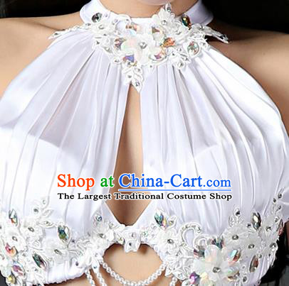 Asian Oriental Dance Bra and Fishtail Skirt Clothing Traditional Indian Belly Dance Sexy White Outfits