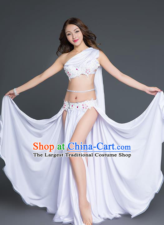 Indian Belly Dance Outfits Traditional Stage Performance Clothing Asian Oriental Dance White Bra and Skirt