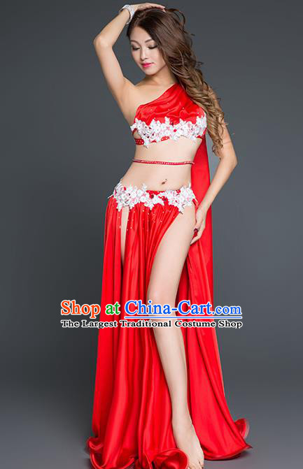 Asian Oriental Dance Red Top and Skirt Indian Belly Dance Outfits Traditional Stage Performance Clothing