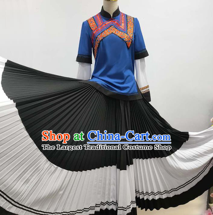 Chinese Ethnic Folk Dance Dress Traditional Yi Nationality Stage Performance Outfits Clothing