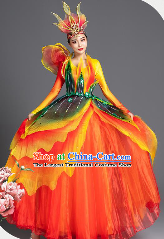 China Spring Festival Gala Opening Dance Costume Modern Dance Clothing Stage Performance Red Dress