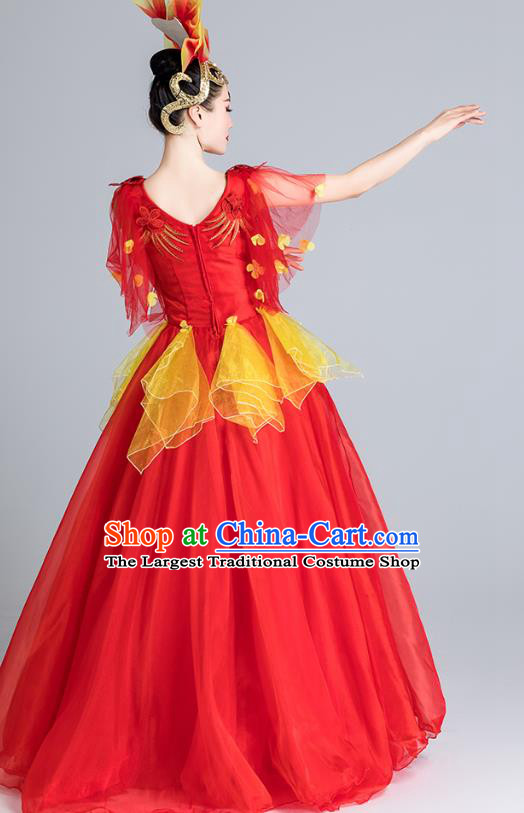 China Modern Dance Clothing Stage Performance Red Dress Spring Festival Gala Opening Dance Costume