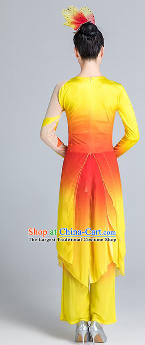 China Yangko Dance Yellow Outfits Stage Performance Costume Folk Dance Clothing