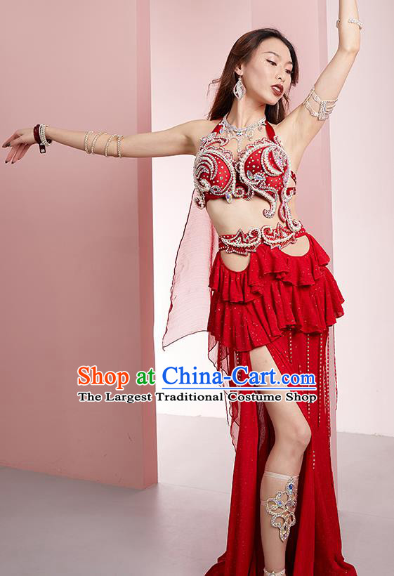 Professional Indian Belly Dance Performance Clothing Asian Oriental Dance Raks Sharki Red Outfits