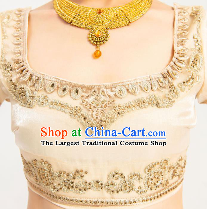 Indian Bollywood Dance Golden Dress Asian India Stage Performance Lehenga Costumes