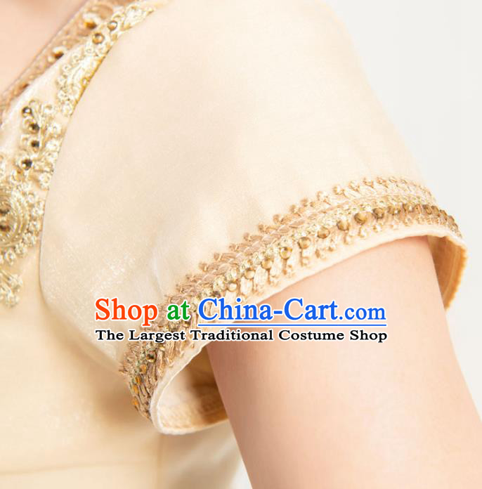 Indian Bollywood Dance Golden Dress Asian India Stage Performance Lehenga Costumes