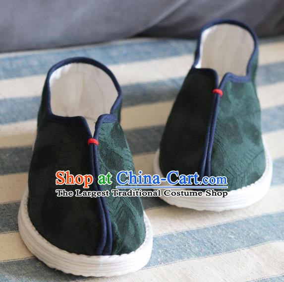 China Handmade Atrovirens Cloth Shoes National Woman Shoes