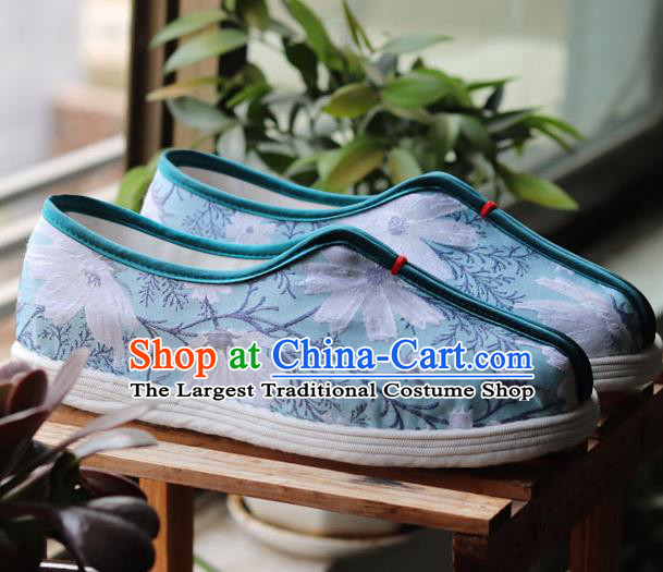 China Handmade Multi Layered Cloth Shoes National Country Woman Green Shoes