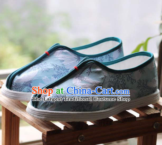 China Handmade Multi Layered Cloth Shoes National Country Woman Green Shoes