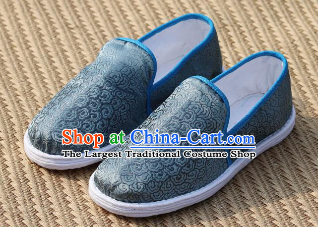 Chinese Traditional Martial Arts Shoes Classical Cloud Pattern Grey Brocade Shoes Handmade Shoes
