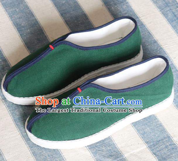China National Old Beijing Woman Shoes Handmade Green Flax Shoes