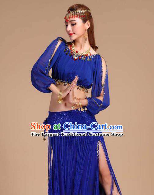 Indian Traditional Oriental Dance Belly Dance Royalblue Skirt Outfits Asian India Raks Sharki Clothing
