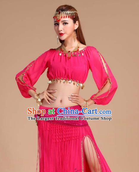 Asian India Raks Sharki Clothing Indian Traditional Oriental Dance Belly Dance Rosy Skirt Outfits