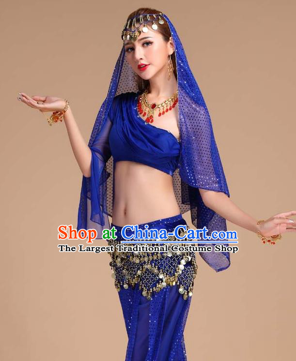 Asian Traditional Raks Sharki Top and Pants India Folk Dance Clothing Indian Belly Dance Royalblue Outfits