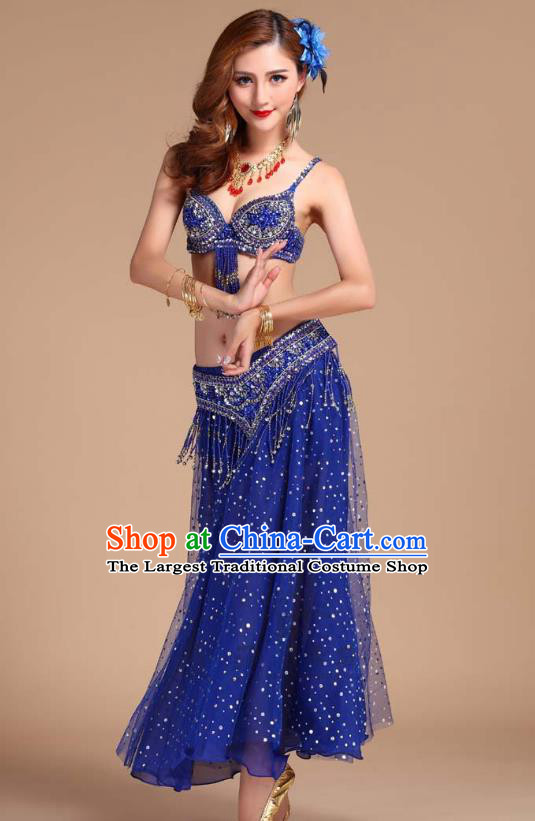 Asian Traditional Raks Sharki Oriental Dance Royalblue Bra and Skirt Uniforms Indian Belly Dance Performance Clothing