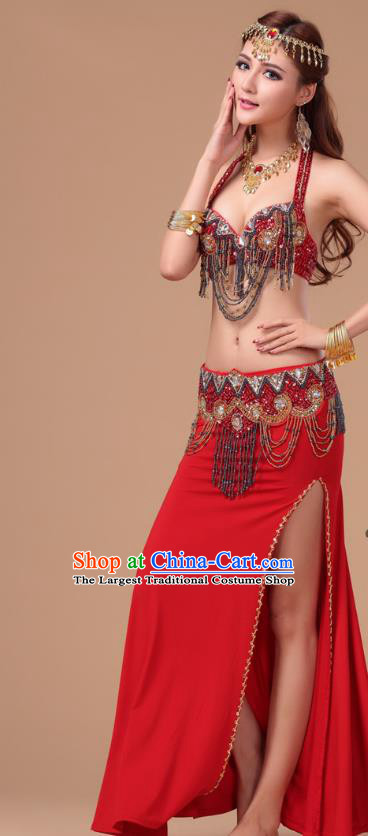 Traditional Raks Sharki Clothing Top Belly Dance Performance Bra and Skirt Asian Indian Oriental Dance Sexy Red Uniforms