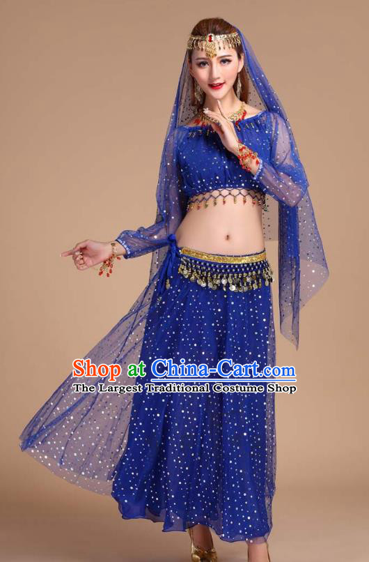 Asian Traditional Court Stage Performance Dress India Folk Dance Clothing Indian Belly Dance Royalblue Skirt Outfits