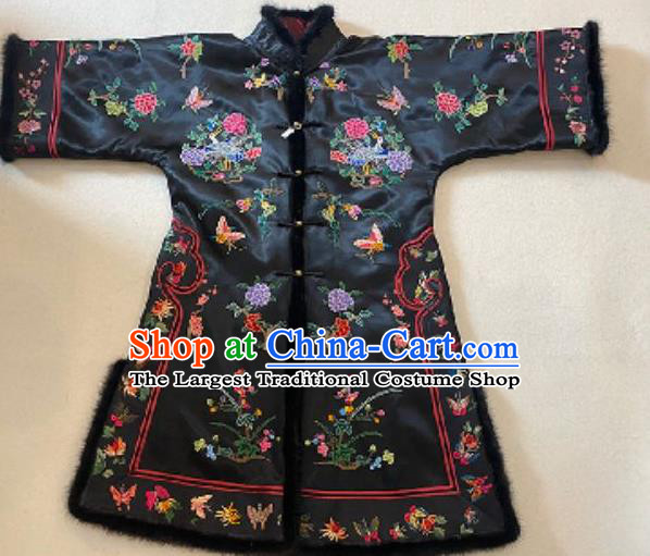Chinese National Cotton Wadded Coat Embroidered Stand Collar Jacket Winter Female Costume