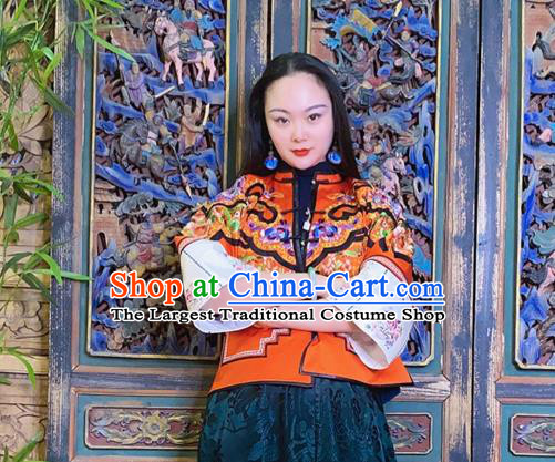 Chinese Traditional Embroidered Jacinth Silk Jacket National Tang Suit Short Coat