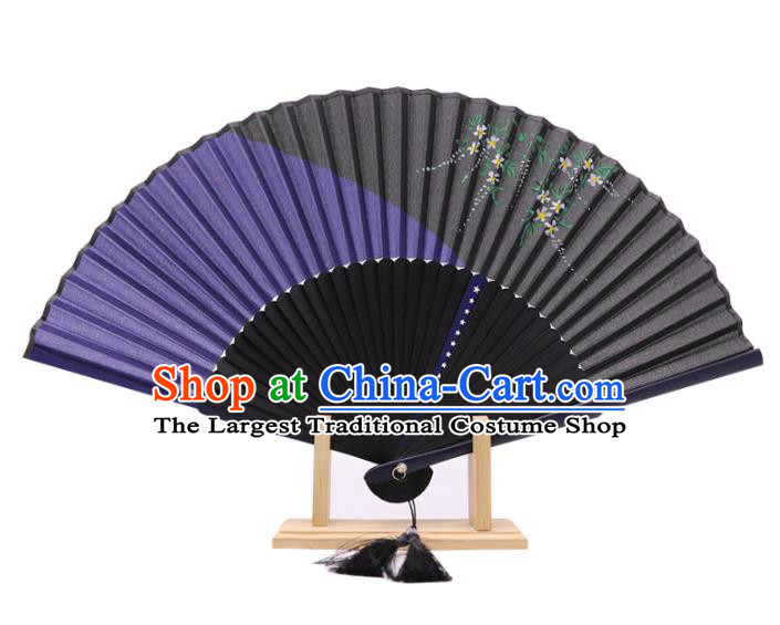 Chinese Classical Accordion Handmade Printing Silk Folding Fan Tai Chi Fan