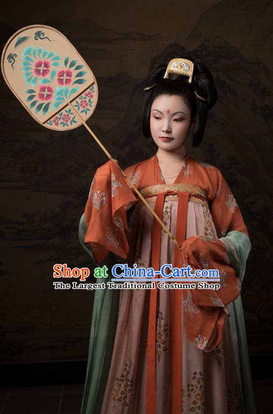 China Ancient Hanfu Garment Traditional Tang Dynasty Palace Lady Historical Costumes