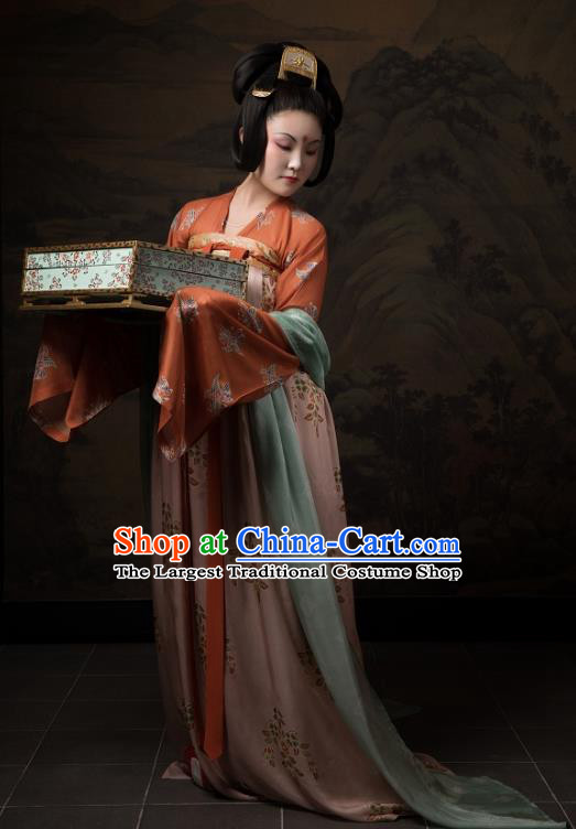 China Ancient Hanfu Garment Traditional Tang Dynasty Palace Lady Historical Costumes