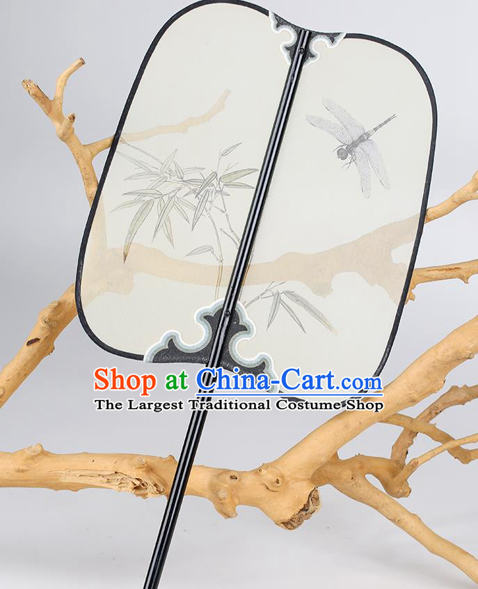 China Handmade Hanfu Fan Traditional Painting Bamboo Dragonfly Palace Fan Classical Dance Silk Fan