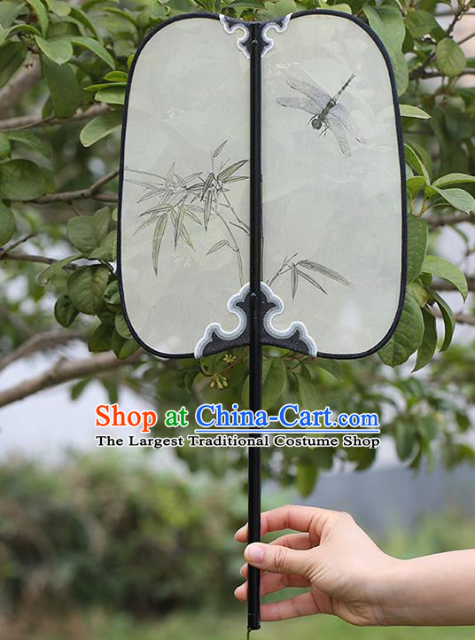 China Handmade Hanfu Fan Traditional Painting Bamboo Dragonfly Palace Fan Classical Dance Silk Fan