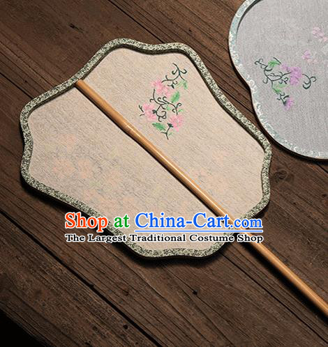 China Traditional Dance Palace Fan Classical Pink Rose Pattern Fan Handmade Silk Fan