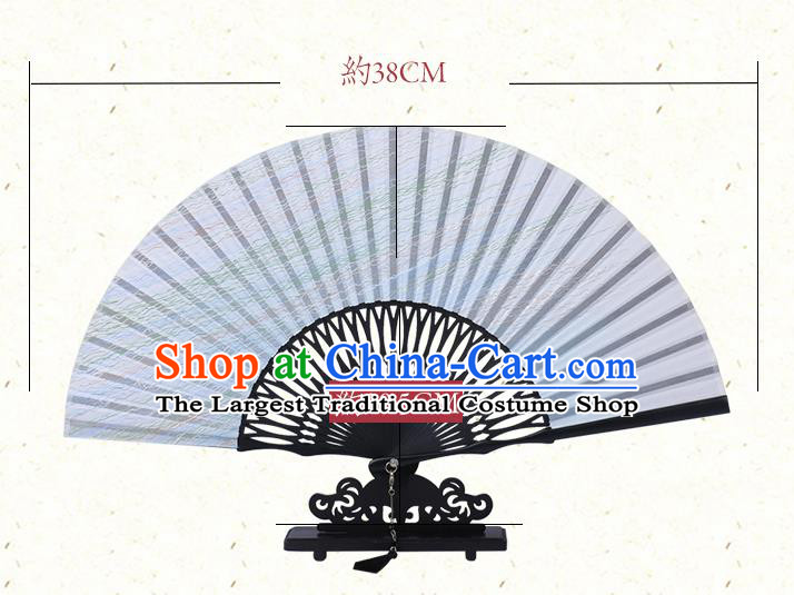Chinese Traditional Flax Accordion Classical Folding Fan Handmade Bamboo Fan