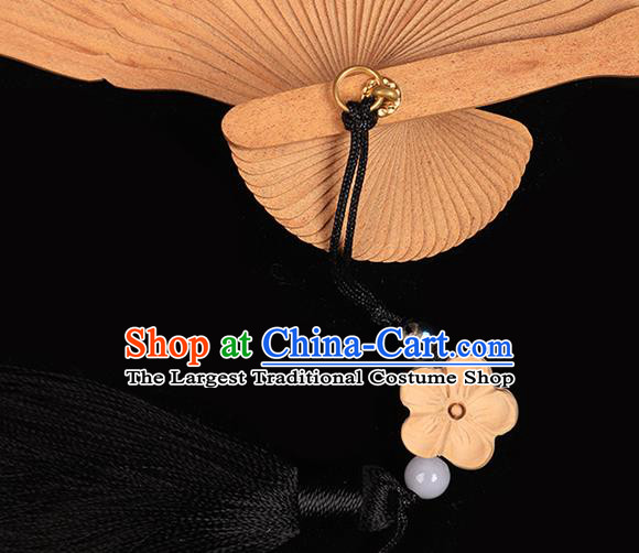 Chinese Handmade Sandalwood Fan Traditional Carving Peacock Feather Accordion Classical Folding Fan