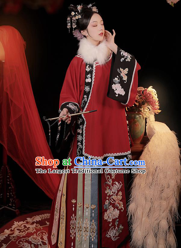 China Traditional Qing Dynasty Wedding Replica Costumes Ancient Imperial Concubine Embroidered Clothing