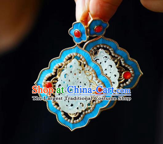 China Handmade Jadeite Ear Accessories Traditional Qing Dynasty Agate Blueing Earrings