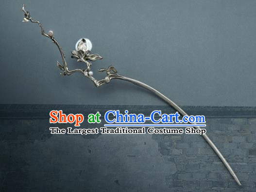 Chinese Traditional Cheongsam Pearl Hairpin Hair Accessories National Silver Hair Stick