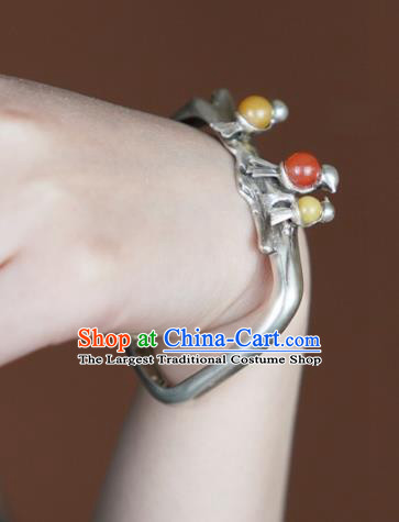 Chinese Traditional Silver Birds Wristlet Accessories National Cheongsam Bracelet