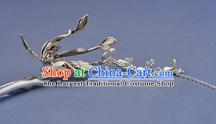Chinese Traditional Hair Accessories National Silver Bird Tassel Hair Stick Handmade Cheongsam Hairpin
