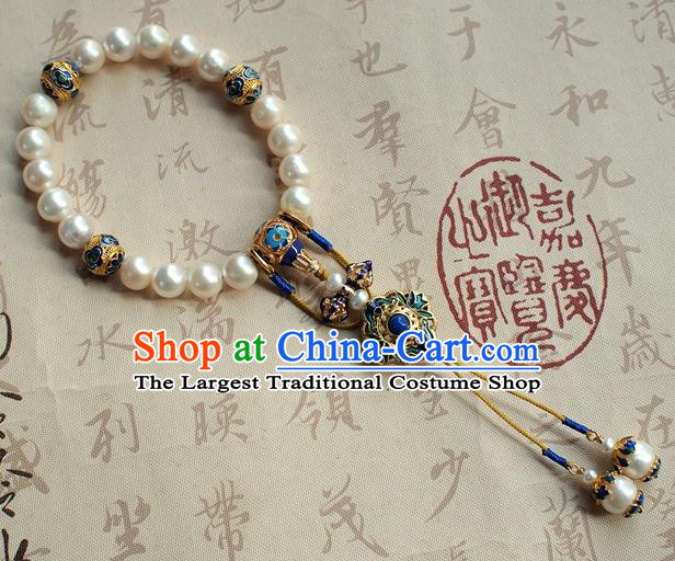 Chinese National Cheongsam Cloisonne Brooch Traditional Qing Dynasty Court Lady Pearls Jewelry Accessories