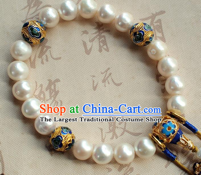 Chinese National Cheongsam Cloisonne Brooch Traditional Qing Dynasty Court Lady Pearls Jewelry Accessories