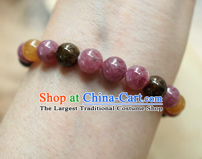 Chinese National Cheongsam Beads Lotus Wristlet Accessories Traditional Qing Dynasty Amethyst Bracelet