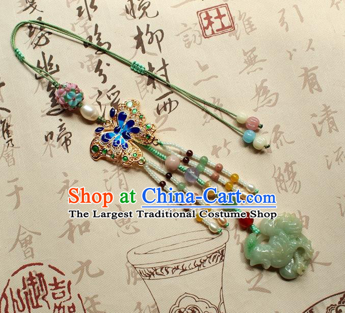 Chinese National Cheongsam Cloisonne Butterfly Brooch Traditional Jadeite Cock Pendant Accessories
