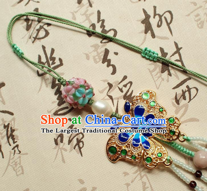Chinese National Cheongsam Cloisonne Butterfly Brooch Traditional Jadeite Cock Pendant Accessories