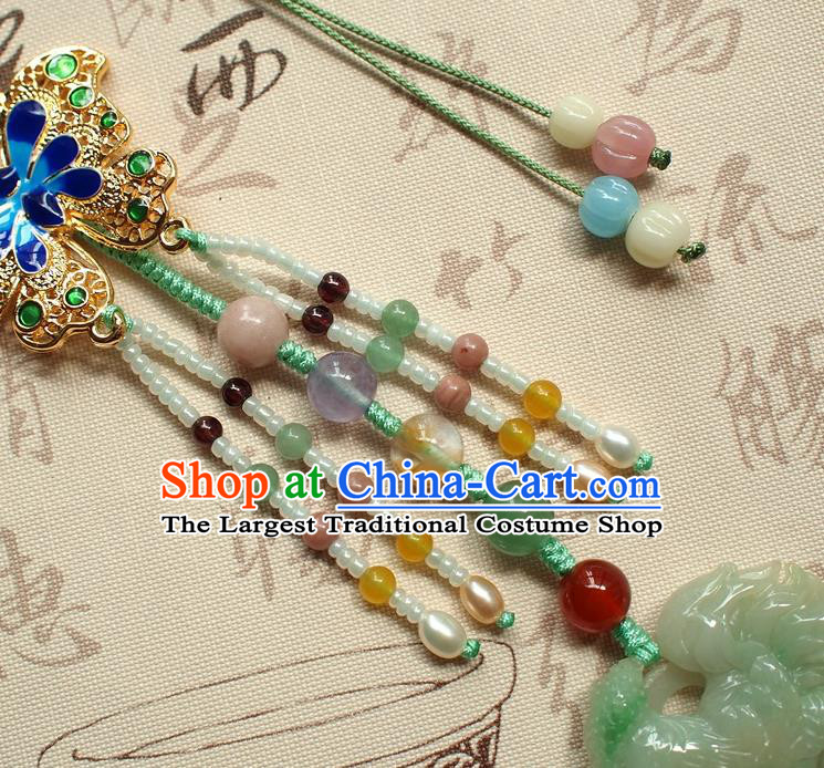Chinese National Cheongsam Cloisonne Butterfly Brooch Traditional Jadeite Cock Pendant Accessories