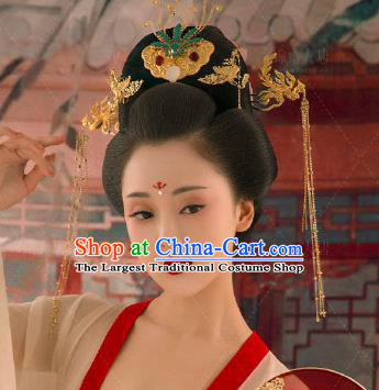 Chinese Ancient Tang Dynasty Imperial Concubine Hair Crown and Hairpins